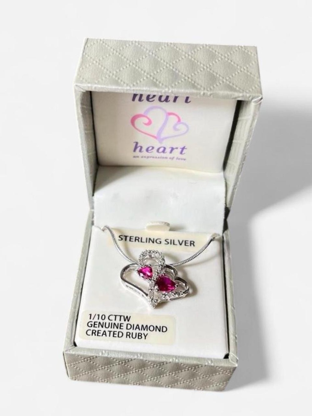 Sterling Silver Pendant Necklace with Ruby